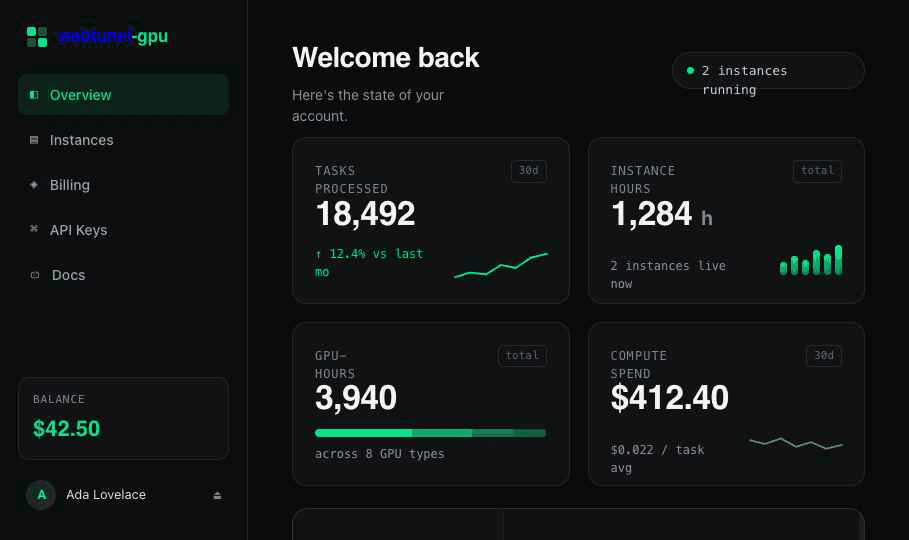 webtunel-gpu dashboard metrics